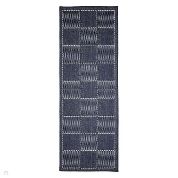 Flatweave Gel Check Navy Runner-Melrose-Rug Love - The Most Loved Rug Store